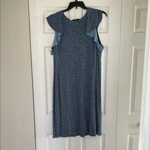 Lands' End Blue Floral Midi Dress